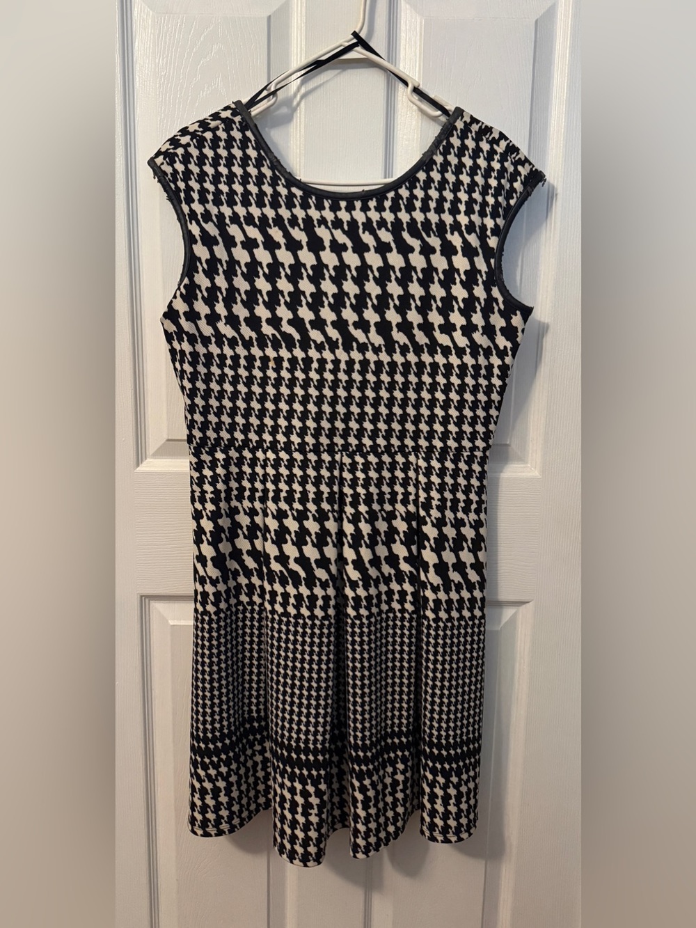 Tiana B. Black and White Houndstooth Fit-and-Flare Mini Dress